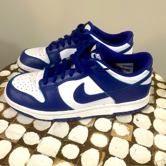 Nike Other - Nike Dunks Low Boys 5Y White Blue Sneakers Retro Basketball Style Casual Skate